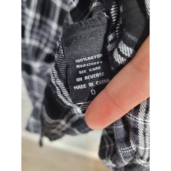 Torrid Black Gray Flannel Plaid Button Down Dress Fall Comfy Size 0 - Picture 6 of 6